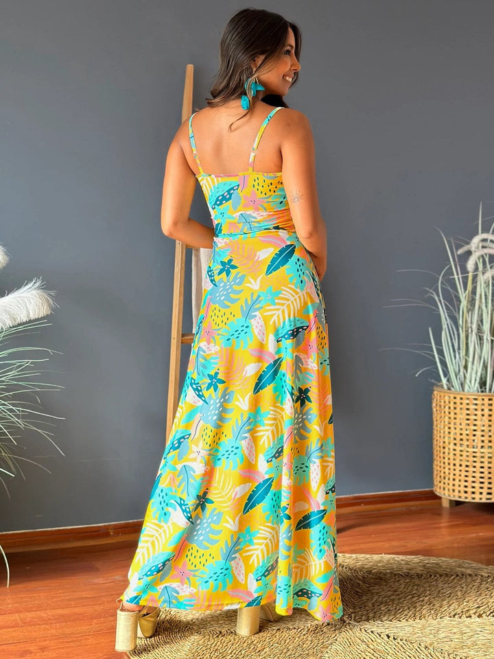 The802Gypsy Dresses GYPSY-Twisted Printed V-Neck Cami Dress