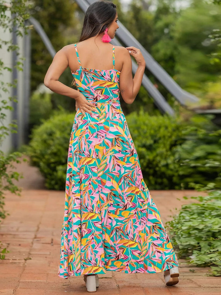 The802Gypsy Dresses GYPSY-Twisted Printed V-Neck Cami Dress
