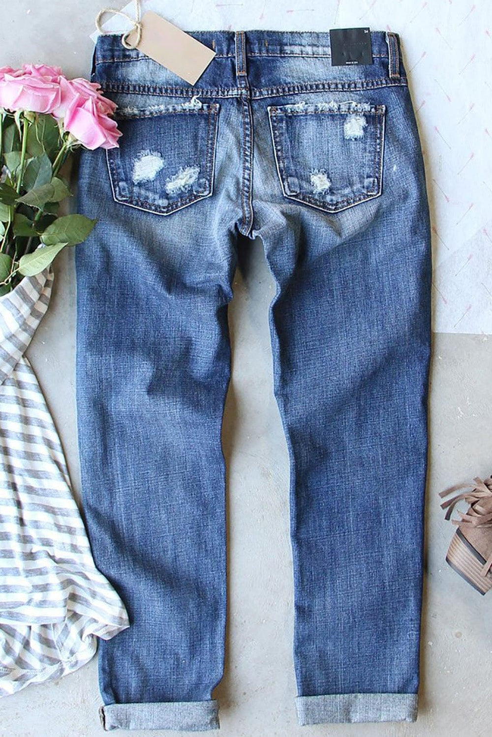 The802Gypsy Bottoms GYPSY-US Flag Mid-Rise Waist Straight Jeans