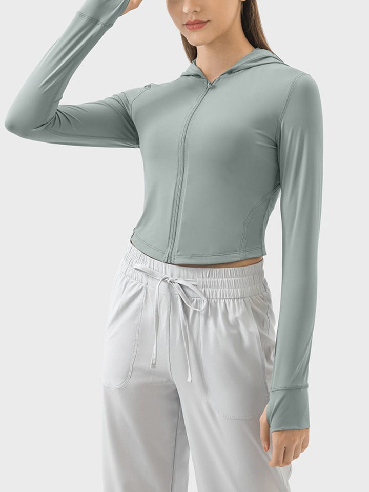 The802Gypsy Activewear/tops Sage / S GYPSY-Zip Up Hooded Long Sleeve Active Outerwear