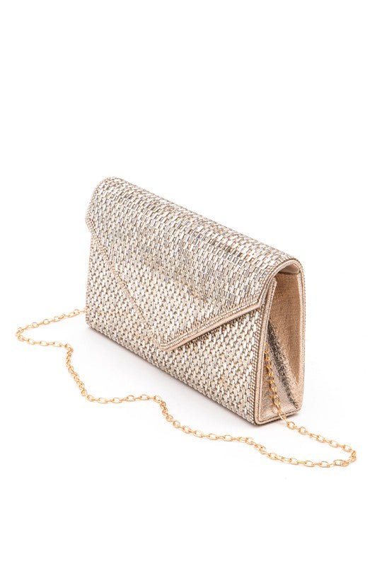 Rhinestone Evening Clutch With Chain - Trendy Handbags, Wallets & Cases in Gold for Women | The802Gypsy
