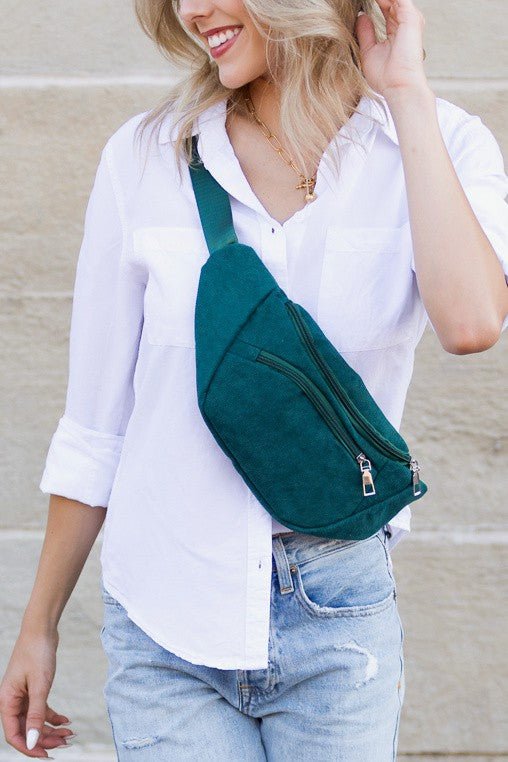 Corduroy Sling Bag - Trendy Handbag/Sling in Hunter Green for Women | The802Gypsy