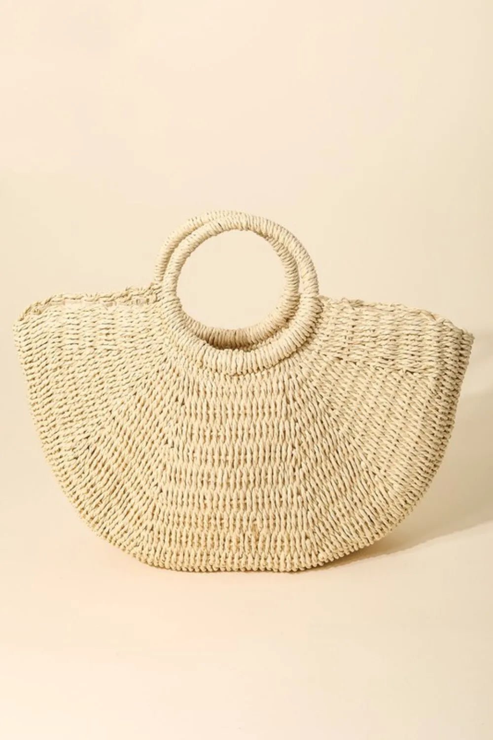 Fame Half Moon Straw/Paper Tote Bag Handbags/Tote with Tan One Size by The802Gypsy.