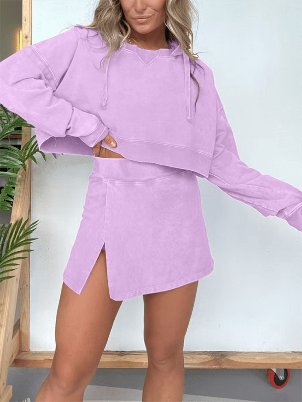 kakaclo clothes/outfit sets Purple / S GYPSY GIRL-Long-sleeved hooded sweatshirt and skirt matching set