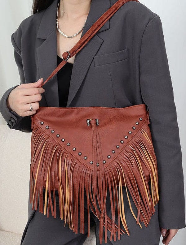 Miss Sparkling HANDBAG/CROSSBODY Brown / One Size ❤️GYPSY FOX-Fringe Cross Body Bag