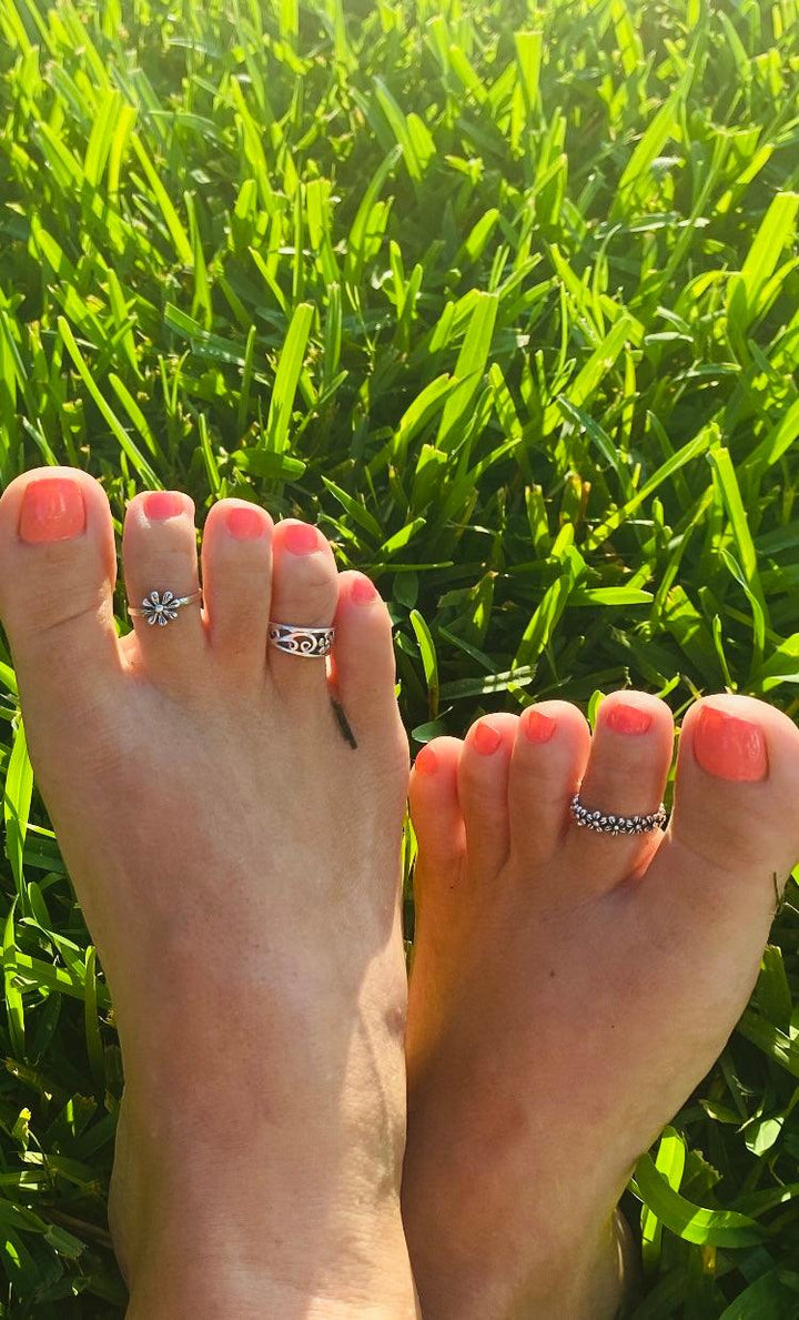 The802Gypsy jewelry silver ❤MY GYPSY-Flower Band Sterling Silver Toe Ring