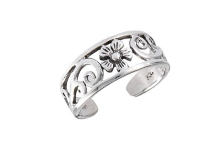 The802Gypsy jewelry silver ❤MY GYPSY-Flower Band Sterling Silver Toe Ring