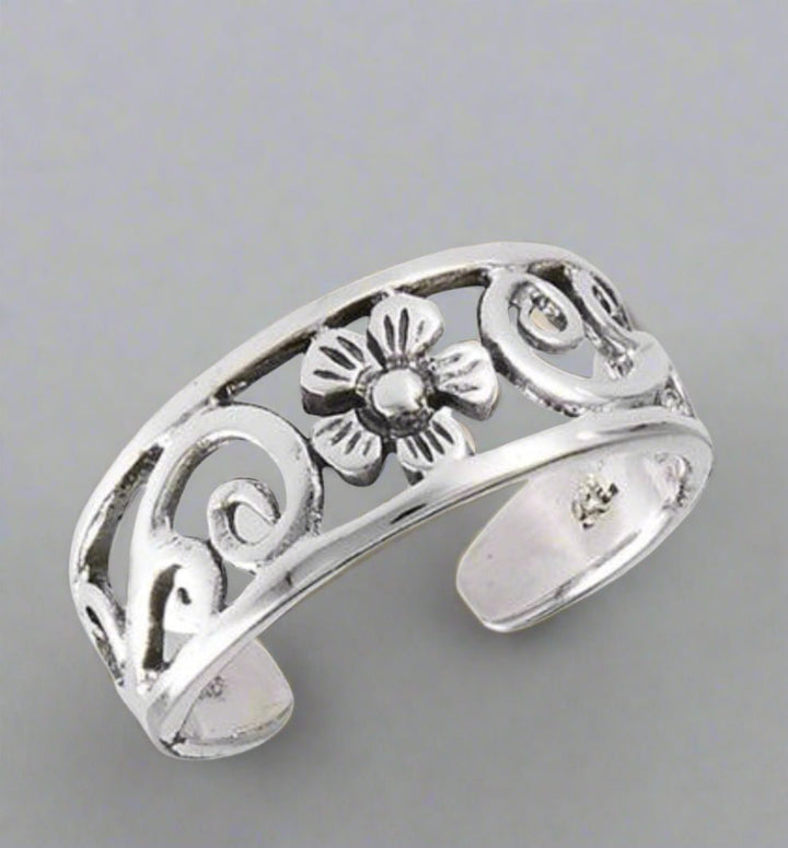 The802Gypsy jewelry silver ❤MY GYPSY-Flower Band Sterling Silver Toe Ring