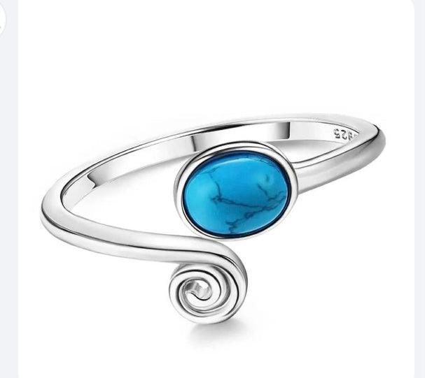 The802Gypsy.com rings silver ❤MY GYPSY-Peacock Blue  Stone Sterling Silver Toe Ring