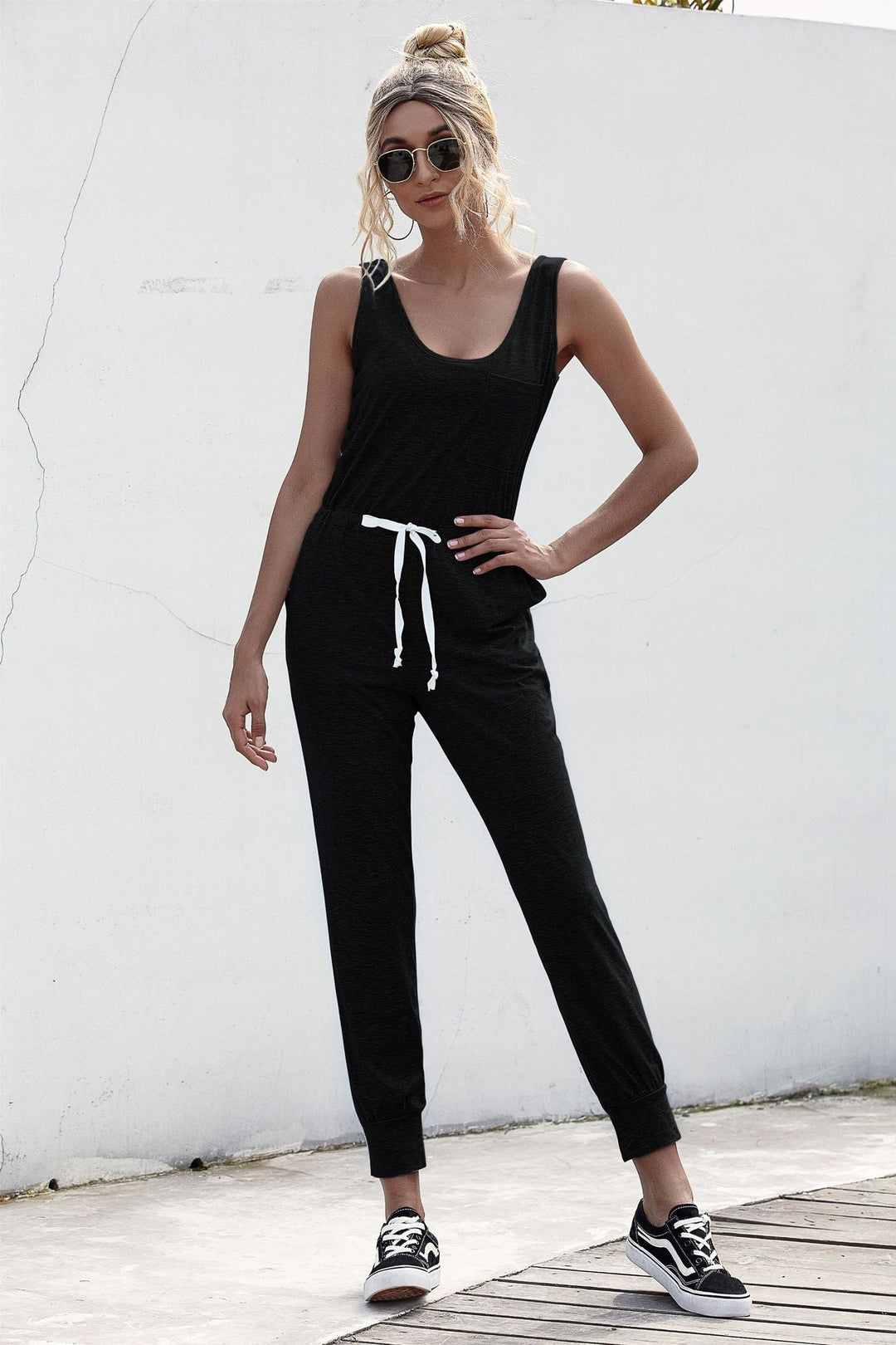 Knot Sleeveless Waist Jumpsuit - Trendy One - Piece/Jumpsuit in Black for Women | The802Gypsy