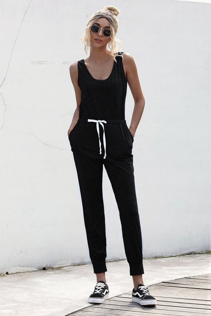Knot Sleeveless Waist Jumpsuit - Trendy One - Piece/Jumpsuit in Black for Women | The802Gypsy
