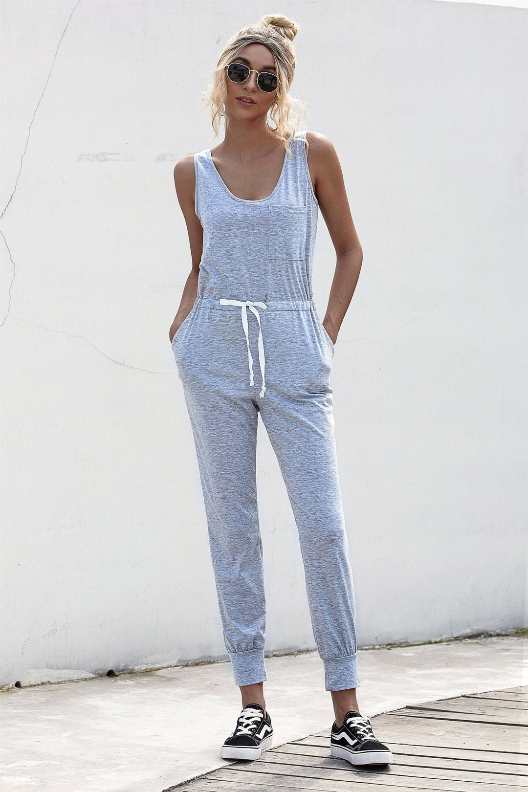 Knot Sleeveless Waist Jumpsuit - Trendy One - Piece/Jumpsuit in Gray for Women | The802Gypsy