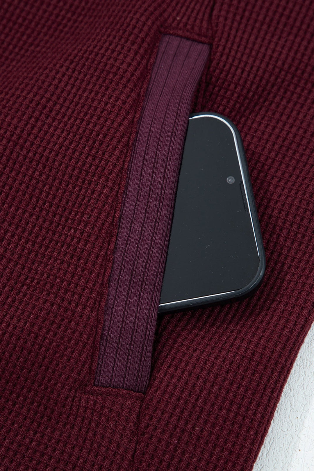 Waffle Splicing Zip Up Hooded Jacket - Trendy Outerwear in Burgundy for Women | The802Gypsy