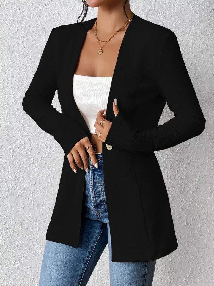 One Button Long Sleeve Blazer - Trendy Outerwear/Blazers in Black for Women | The802Gypsy