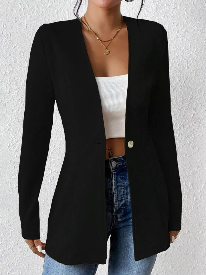One Button Long Sleeve Blazer - Trendy Outerwear/Blazers in Black for Women | The802Gypsy