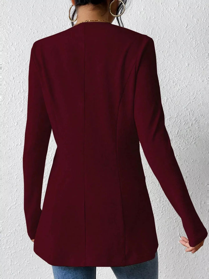 One Button Long Sleeve Blazer - Trendy Outerwear/Blazers in Burgundy for Women | The802Gypsy
