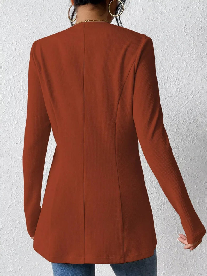 One Button Long Sleeve Blazer - Trendy Outerwear/Blazers in Coffee Brown for Women | The802Gypsy