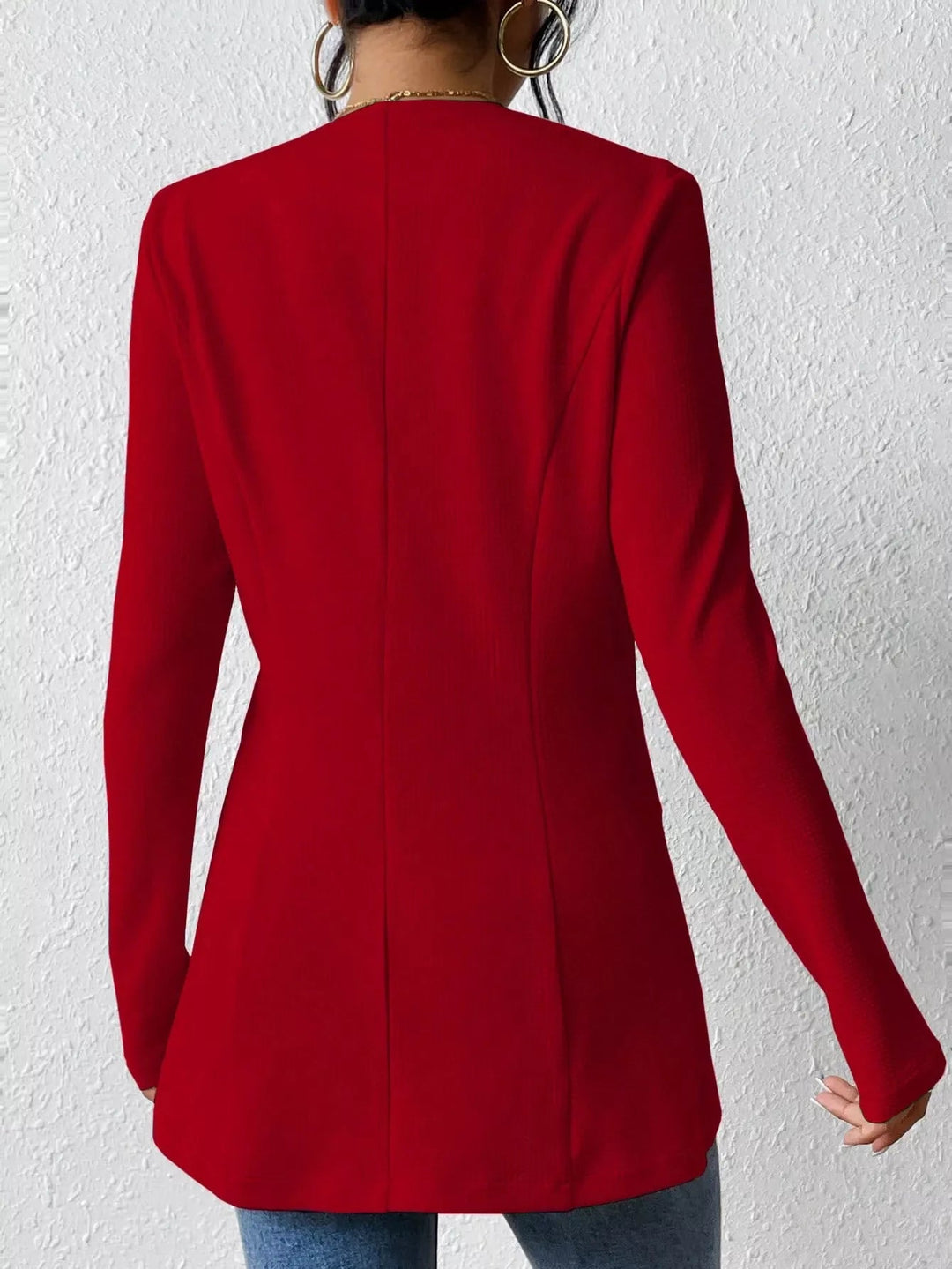 One Button Long Sleeve Blazer - Trendy Outerwear/Blazers in Red for Women | The802Gypsy