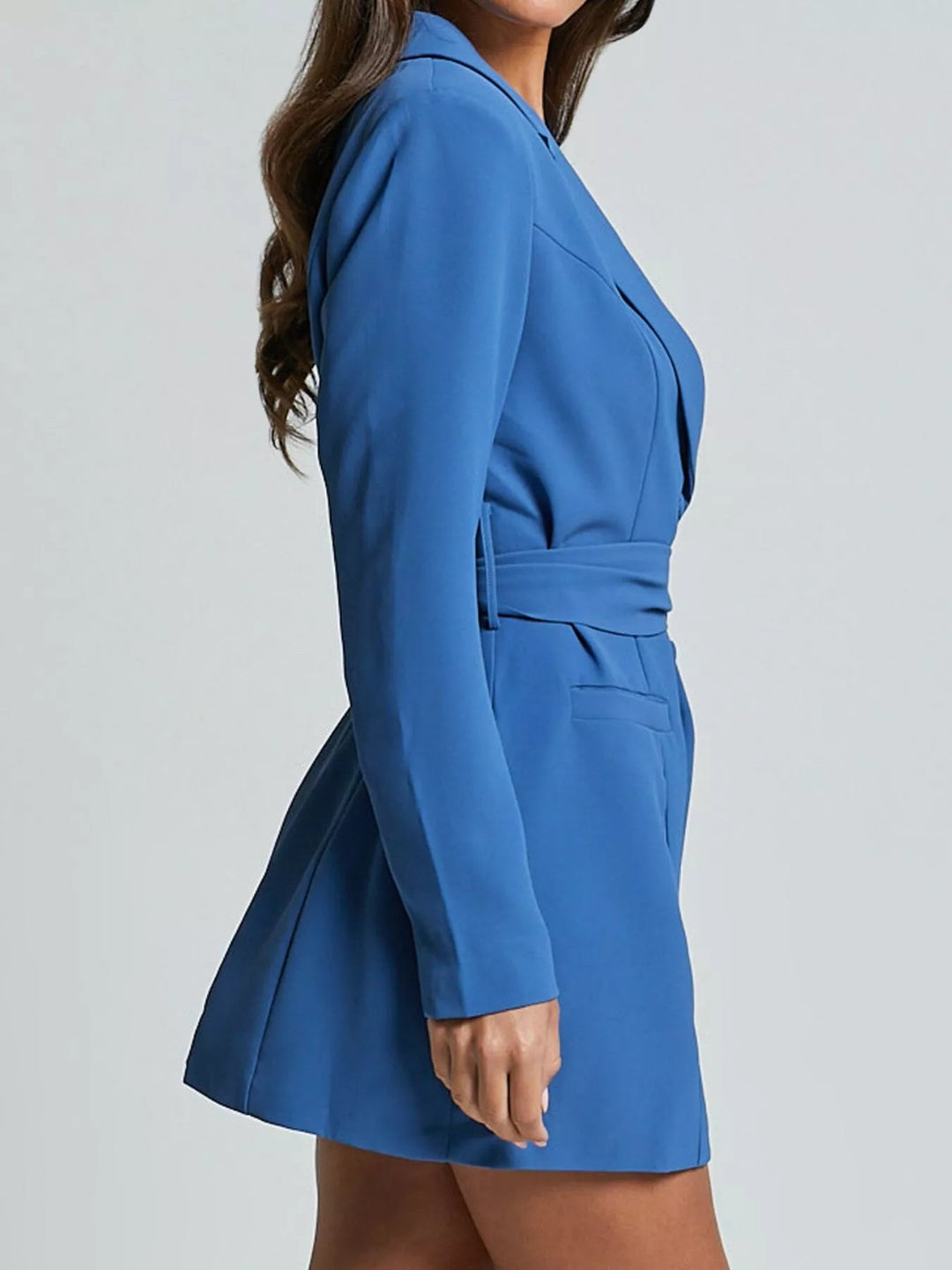 Lapel Collar Tie Waist Blazer - Trendy Outerwear/Blazers in Royal Blue for Women | The802Gypsy
