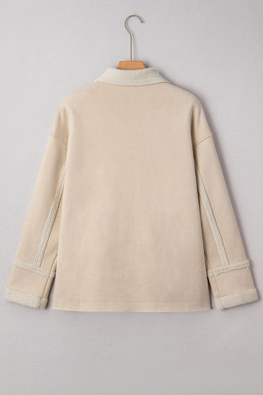 Juniper Blvd Western Suede Sherpa Jacket - Trendy Outerwear/Coats in Parchment for Women | The802Gypsy