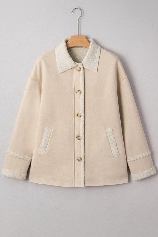 Juniper Blvd Western Suede Sherpa Jacket - Trendy Outerwear/Coats in Parchment for Women | The802Gypsy