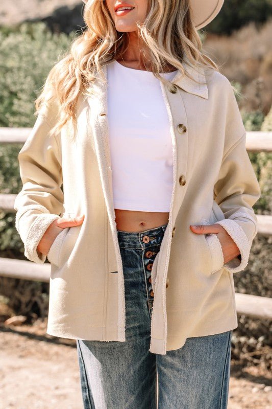 Juniper Blvd Western Suede Sherpa Jacket - Trendy Outerwear/Coats in Parchment for Women | The802Gypsy
