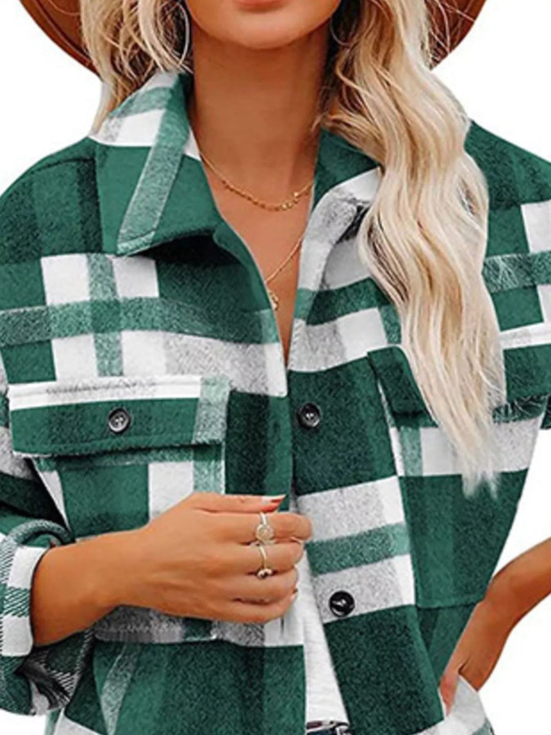 Plaid Button Down Shacket - Trendy Outerwear/Plaid Shackets in Green for Women | The802Gypsy