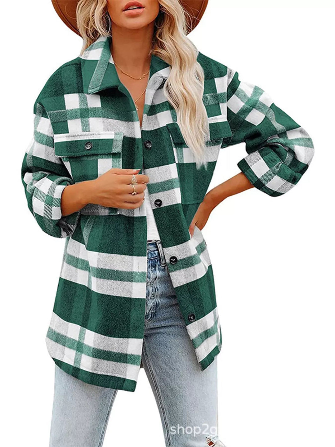Plaid Button Down Shacket - Trendy Outerwear/Plaid Shackets in Green for Women | The802Gypsy