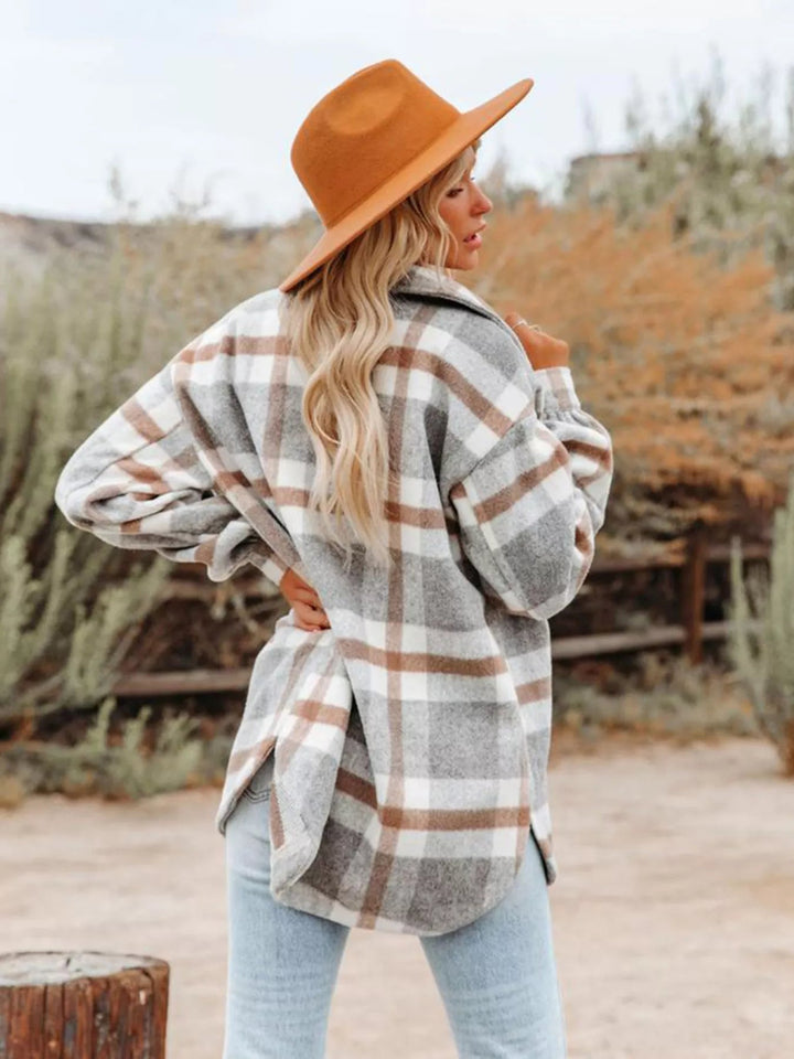 Plaid Button Down Shacket - Trendy Outerwear/Plaid Shackets in Grey for Women | The802Gypsy