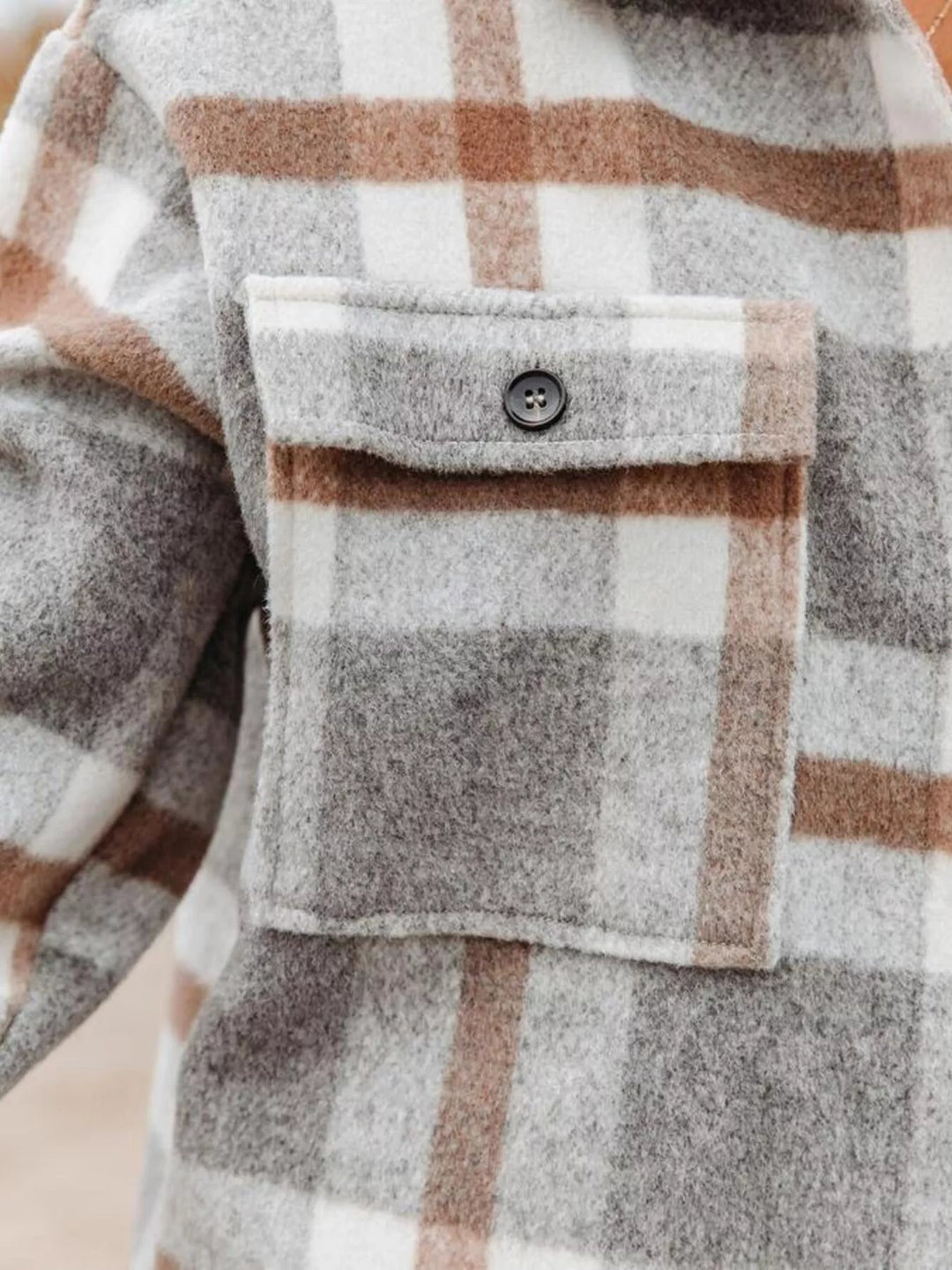 Plaid Button Down Shacket - Trendy Outerwear/Plaid Shackets in Grey for Women | The802Gypsy
