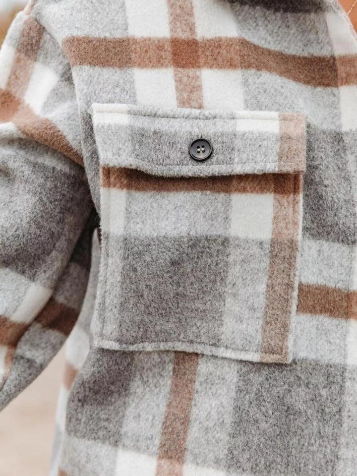 Plaid Button Down Shacket - Trendy Outerwear/Plaid Shackets in Grey for Women | The802Gypsy