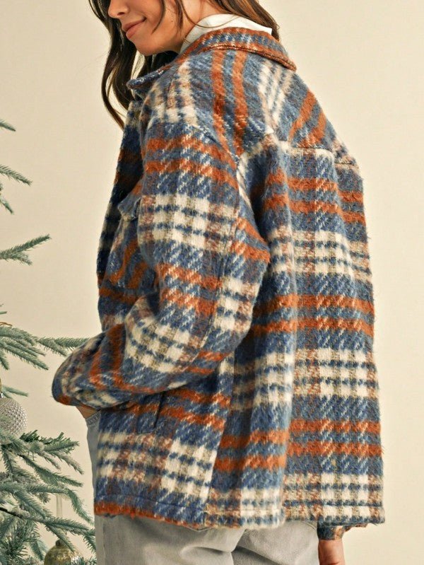 Plaid Button - Down Shacket Cardigan - Trendy Outerwear/Plaid Shackets in Multi Plaid for Women | The802Gypsy