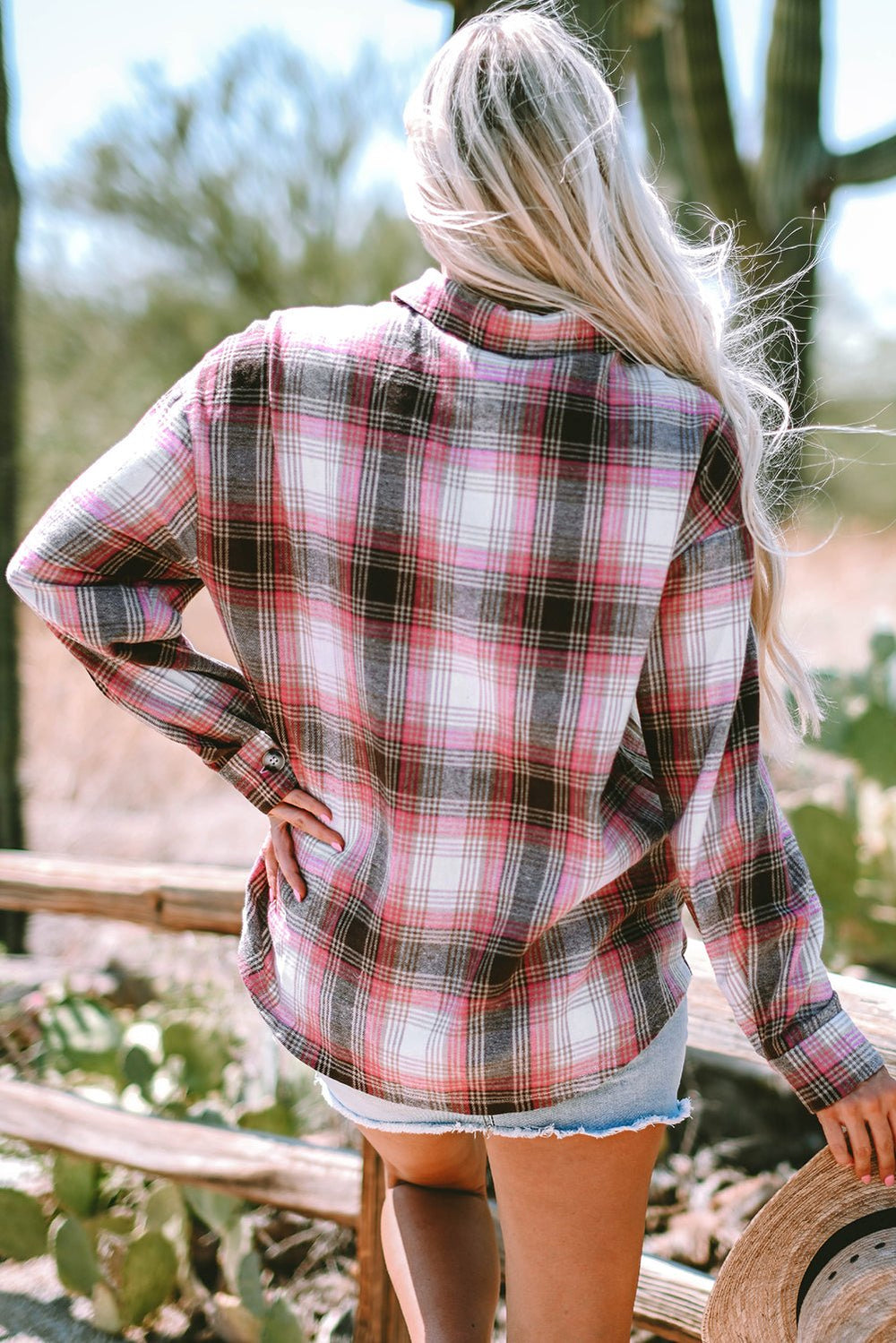 Pink Plaid Flap Pocket Shacket - Trendy Outerwear/Plaid Shackets in Pink for Women | The802Gypsy