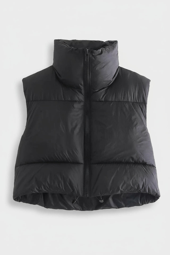 Cropped Puffer Vest - Trendy outerwear/Vests in Black for Women | The802Gypsy