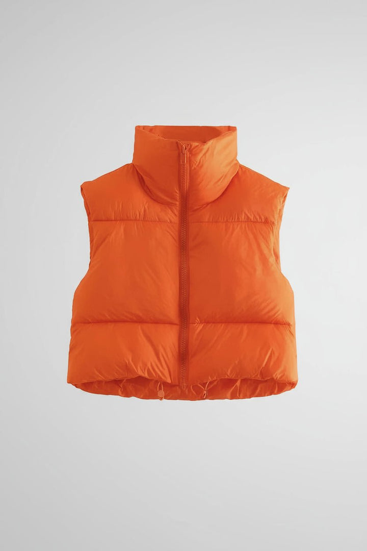 Cropped Puffer Vest - Trendy outerwear/Vests in Orange for Women | The802Gypsy