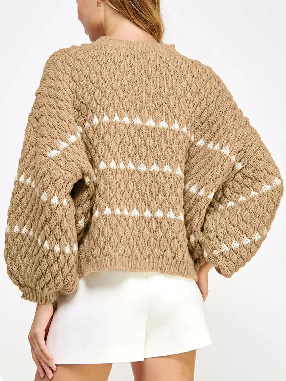 Oversized Textured Puff Sweater - Trendy Sweaters & Cardigans/Sweater in Camel for Women | The802Gypsy