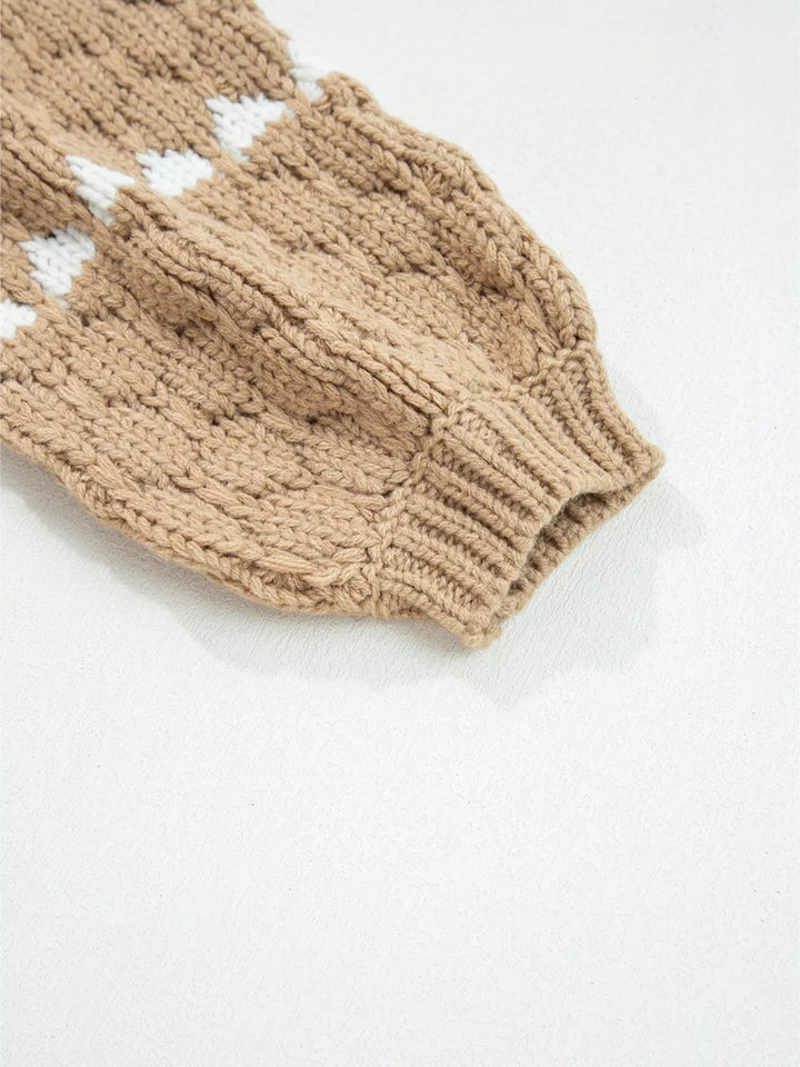 Oversized Textured Puff Sweater - Trendy Sweaters & Cardigans/Sweater in Camel for Women | The802Gypsy