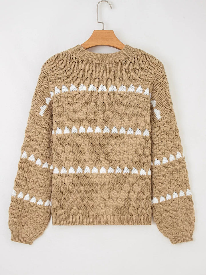 Oversized Textured Puff Sweater - Trendy Sweaters & Cardigans/Sweater in Camel for Women | The802Gypsy