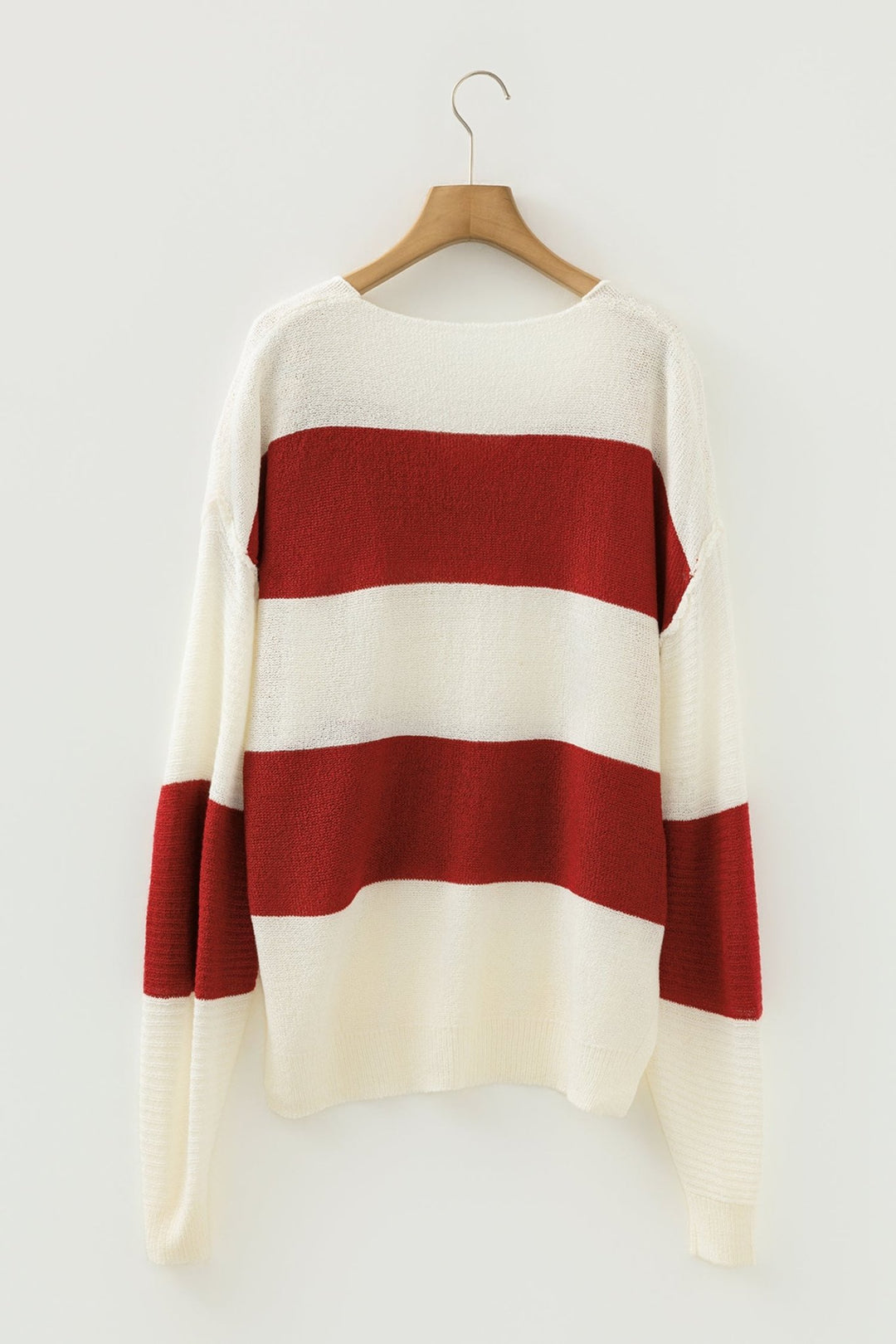 Loose Color Block Drop Shoulder Bubble Sleeve Sweater - Trendy Sweaters & Cardigans/Sweaters in Green Stripe for Women | The802Gypsy