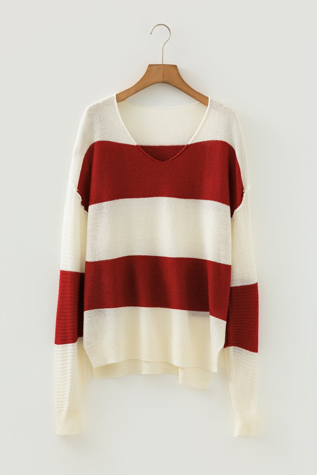 Loose Color Block Drop Shoulder Bubble Sleeve Sweater - Trendy Sweaters & Cardigans/Sweaters in Green Stripe for Women | The802Gypsy