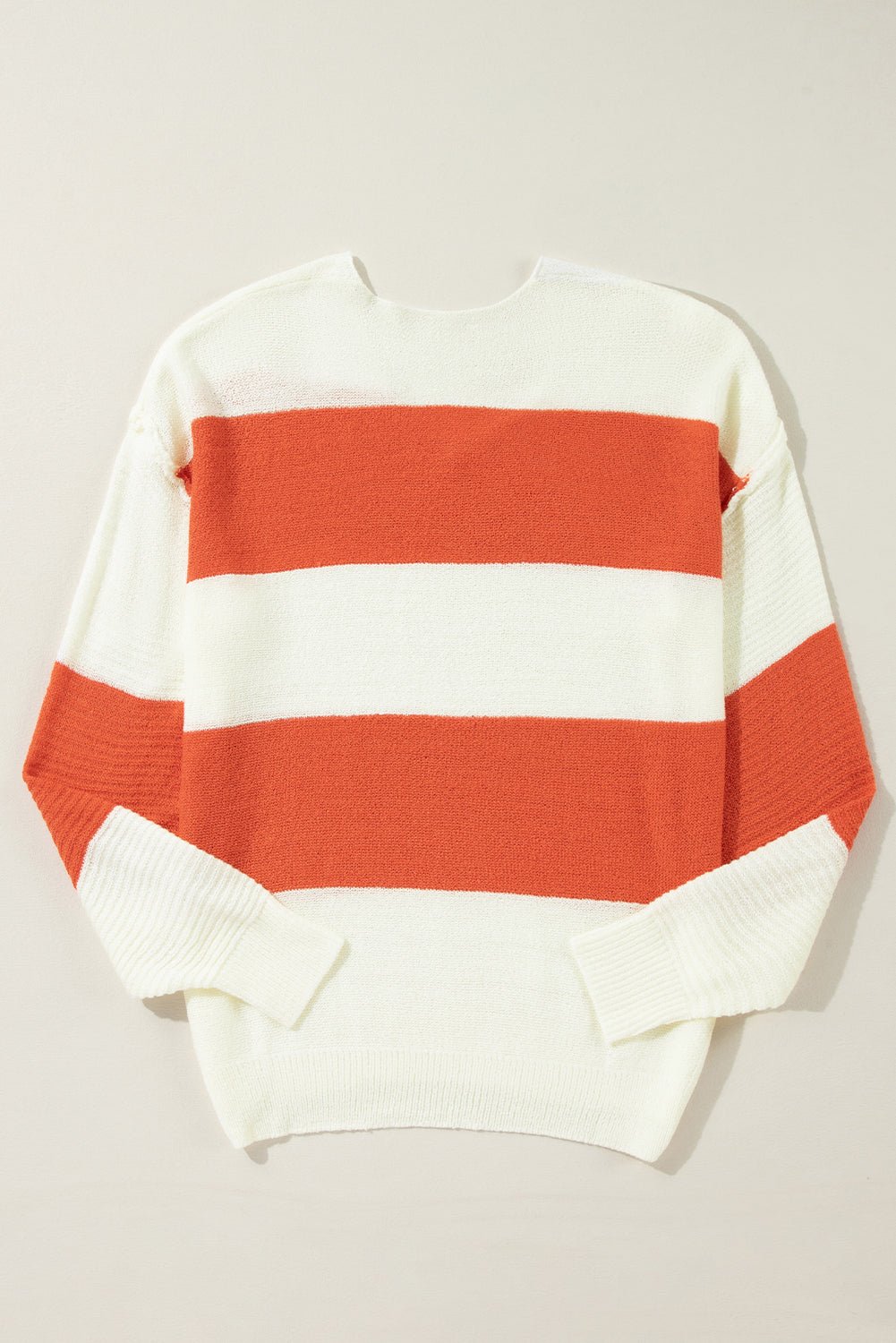 Loose Color Block Drop Shoulder Bubble Sleeve Sweater - Trendy Sweaters & Cardigans/Sweaters in Orange Stripe for Women | The802Gypsy