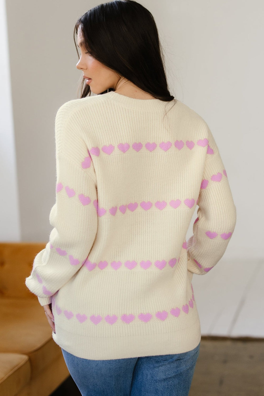 Romantic Ribbed Knit Sweater With Heart Detail - Trendy Sweaters & Cardigans/Sweaters in Pink for Women | The802Gypsy