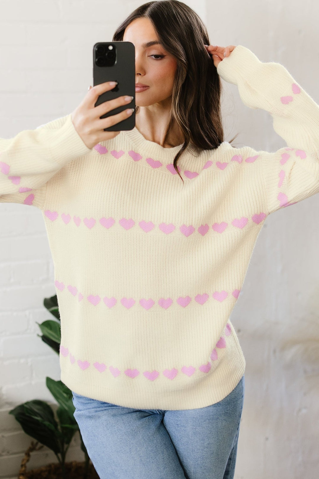 Romantic Ribbed Knit Sweater With Heart Detail - Trendy Sweaters & Cardigans/Sweaters in Pink for Women | The802Gypsy