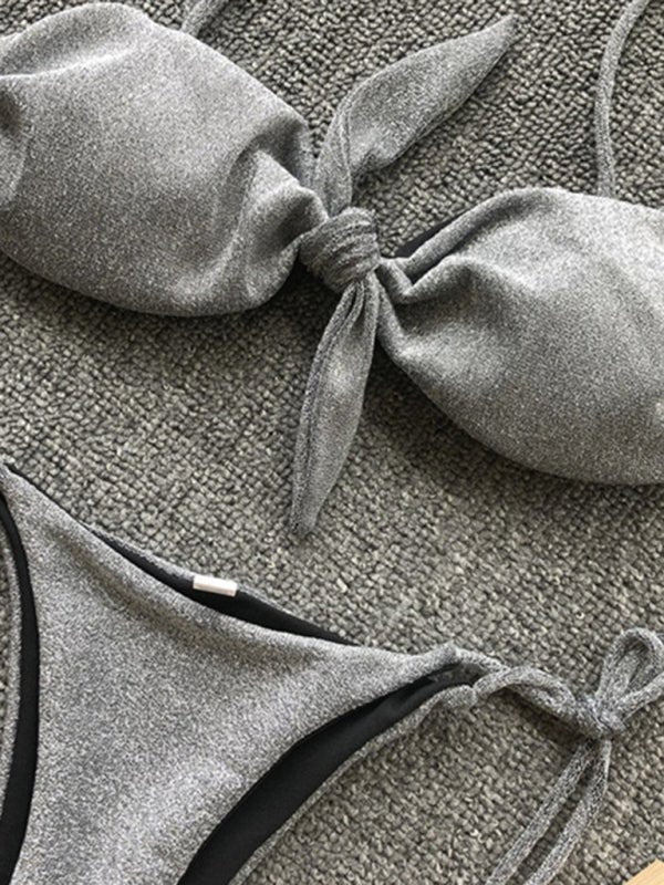 Strappy Push - Up Bikini Set - Trendy Swimwear in Grey for Women | The802Gypsy