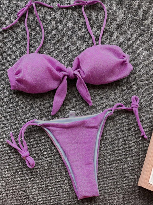 Strappy Push - Up Bikini Set - Trendy Swimwear in Violet for Women | The802Gypsy