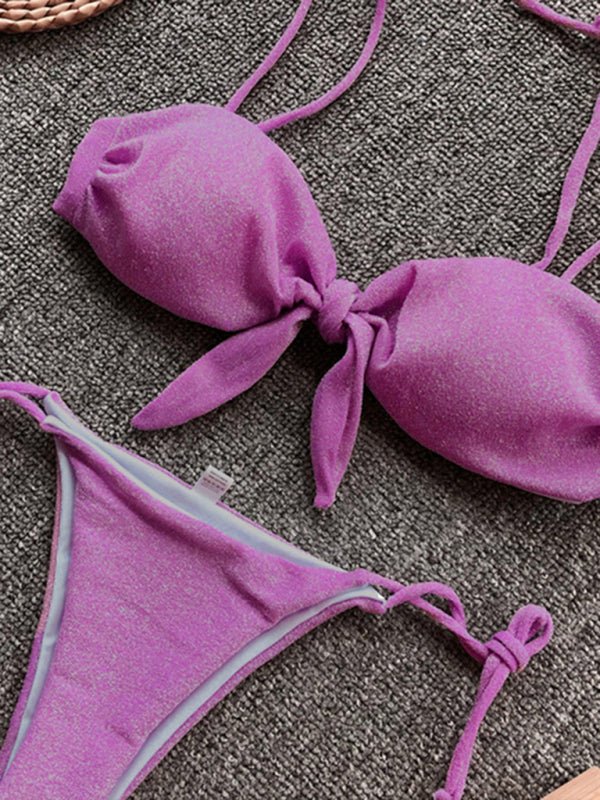 Strappy Push - Up Bikini Set - Trendy Swimwear in Violet for Women | The802Gypsy