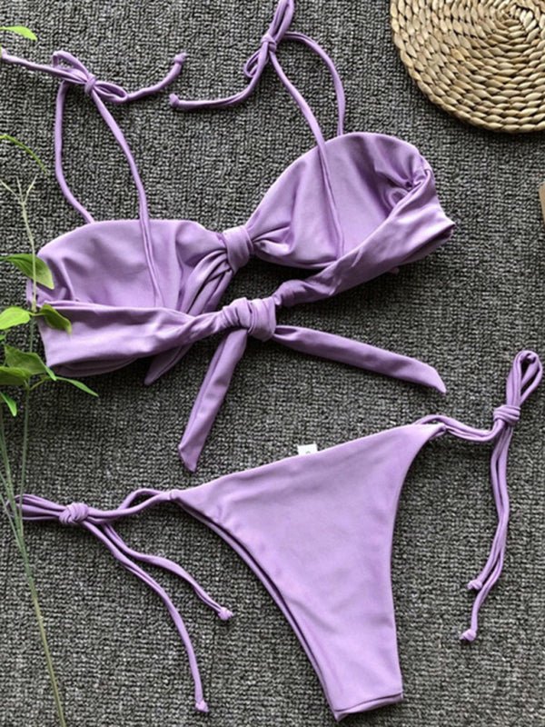 Strappy Push - Up Bikini Set - Trendy Swimwear in Violet for Women | The802Gypsy