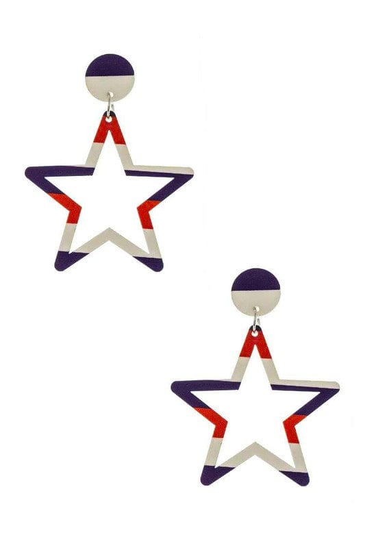 The802Gypsy Accessories AS PREVIEW / O/S ❤️GYPSY FOX-Patriot Color Printed Cutout Star Earrings
