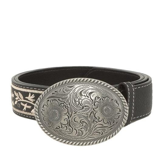 The802Gypsy ACCESSORIES/BELT BLACK / OS ❤️GYPSY FOX-ICCO-Metal Oval Buckle Flower Belt