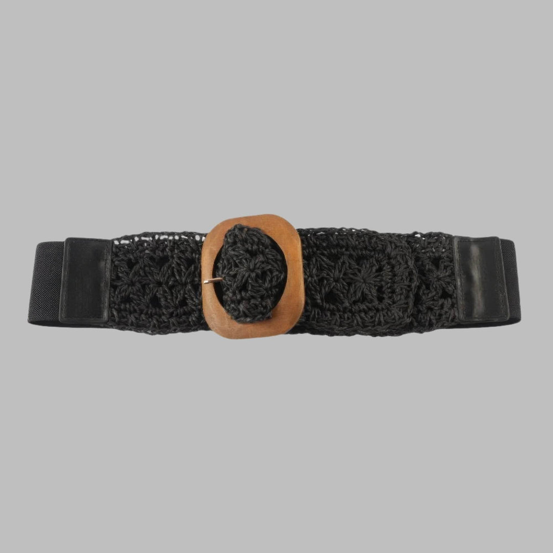 The802Gypsy  Accessories Black / ONE SIZE ❤️GYPSY LOVE-Crochet Wood Buckle Elastic Belt